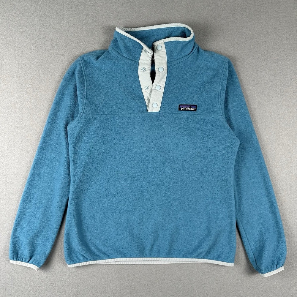 Patagonia Micro-D Snap T Fleece Sweatshirt Women's Small Light Blue Pullover